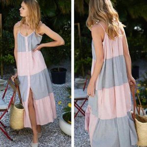 NWT Emerson Fry Button Tier Dress Patchwork Gingham Size XS